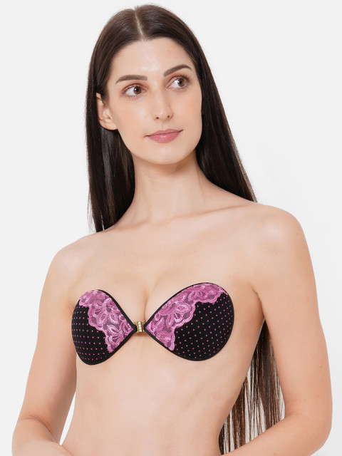 

Heart 2 Heart Black & Pink Floral Everyday Bra Half Coverage Heavily Padded SB 6115N