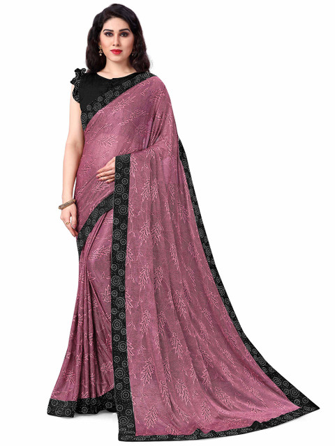 

KALINI Pink & Black Floral Beads and Stones Saree