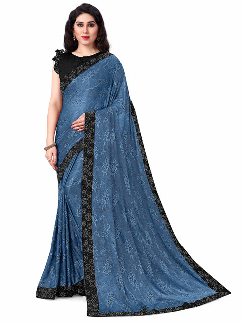 

KALINI Blue & Black Woven Design Beads and Stones Saree