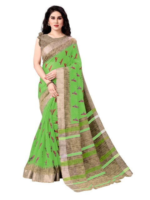 

KALINI Green & Brown Bagh Saree