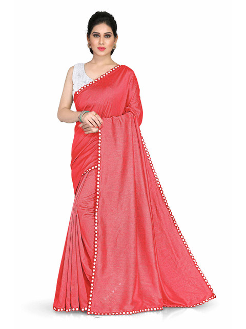 

KALINI Pink Mirror Work Silk Blend Saree