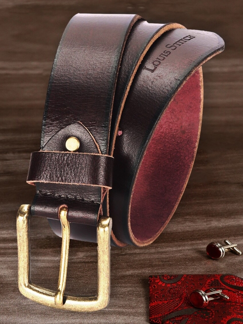 

LOUIS STITCH Men Red Leather Belt