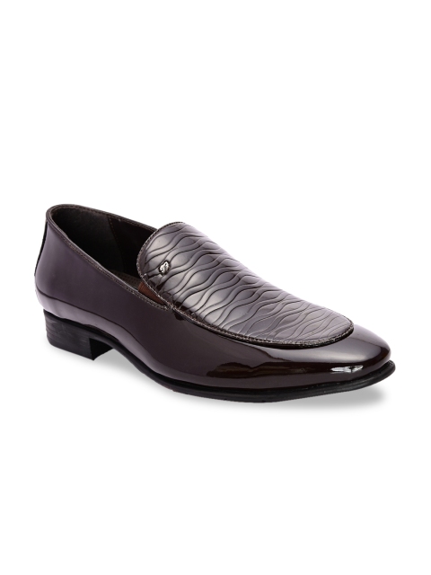 

San Frissco Men Brown Textured Formal Slip-ons