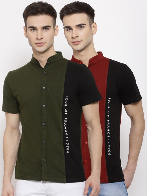 

KAY DEE Men Pack of 2 Multicoloured Slim Fit Casual Shirt, Multi