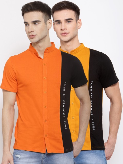

KAY DEE Men Multicoloured Colourblocked Slim Fit Casual Shirt Pack of 2, Multi
