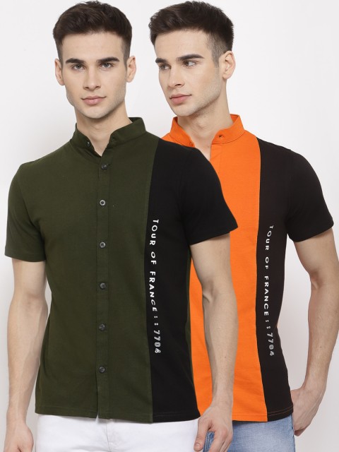 

KAY DEE Men Multicoloured Colourblocked Slim Fit Casual Shirt Pack Of 2, Multi