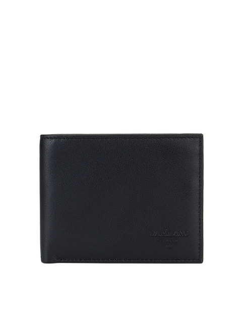 

Da Milano Men Black Textured Leather Two Fold Wallet
