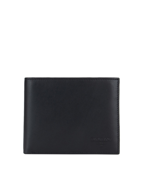 

Da Milano Men Black Textured Leather Two Fold Wallet