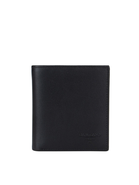 

Da Milano Men Black Textured Leather Two Fold Wallet