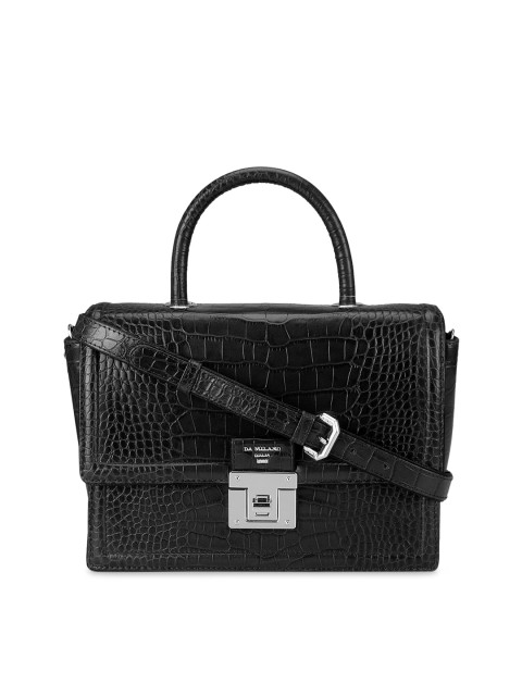 

Da Milano Women Black Textured Leather Satchel