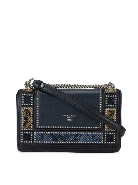

Da Milano Women Blue Leather Structured Sling Bag