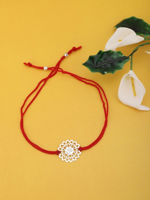

Carlton London 925 Sterling Silver-Toned Red Thread Rakhi