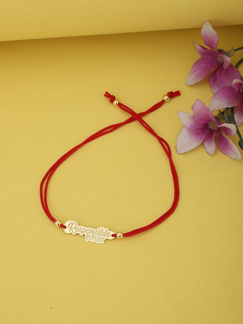 

Carlton London Red & Gold-Toned 925 Sterling Silver Responsible Bhai Rakhi