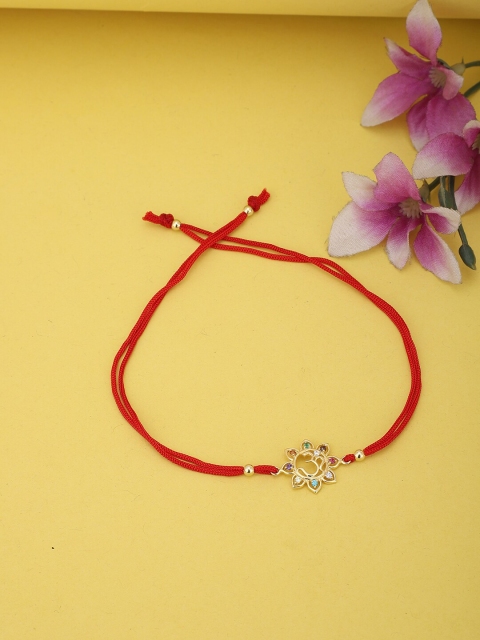 

Carlton London Gold & Red 925 Sterling Silver Charm Thread Rakhi