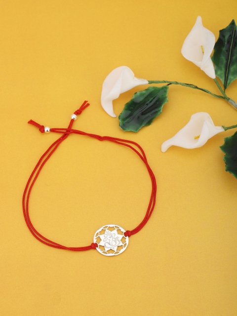

Carlton London Silver & Red 925 Sterling Silver Charm Thread Rakhi