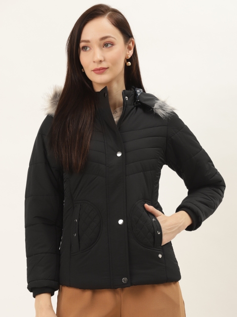 

Monte Carlo Women Black Solid Detachable Hooded Parka Jacket