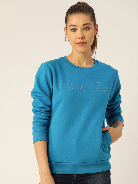 

Monte Carlo Women Blue Brand Logo Embroidered Sweatshirt