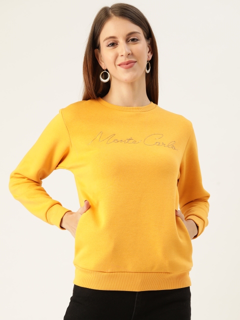 

Monte Carlo Women Mustard Yellow Brand Logo Embroidered Sweatshirt