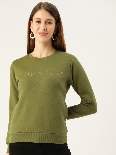 

Monte Carlo Women Olive Green Brand Logo Embroidered Sweatshirt