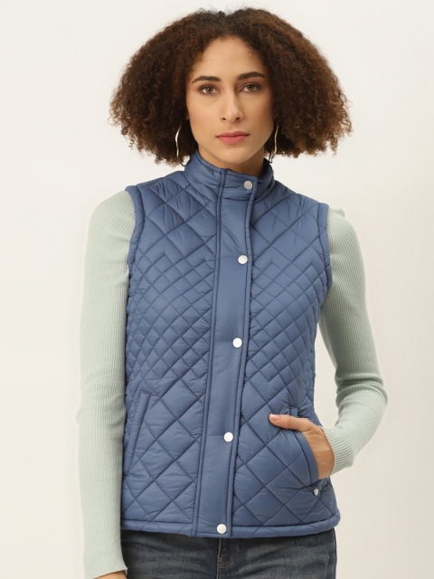 

Monte Carlo Women Blue Solid Quilted Jacket