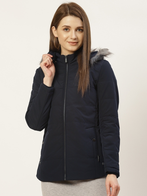 

Monte Carlo Women Navy Blue Parka Jacket with Detchable Hood