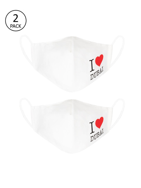 

VEA Unisex Pack Of 2 White & Red Printed 3-Ply Reusable 5-Layered Protective Outdoor Cotton Masks