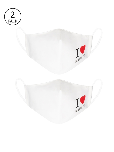 

VEA Unisex Pack Of 2 Printed 5-Ply Reusable Cotton Protective Outdoor Face Masks, White