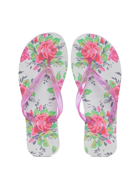 

DressBerry Women Pink & Grey Floral Print Flip-Flops