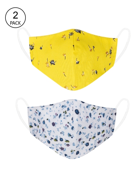 

VEA Kids Pack Of 2 Printed 3-Ply Reusable 5-Layered Cotton Protective Outdoor Face Masks, Yellow