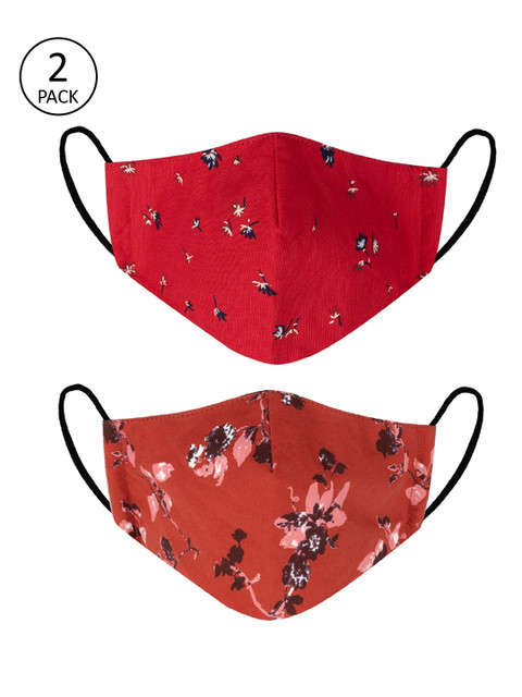 

VEA Kids Pack Of 2 Printed 3-Ply 5-Layered Reusable Cotton Protective Outdoor Face Masks, Red