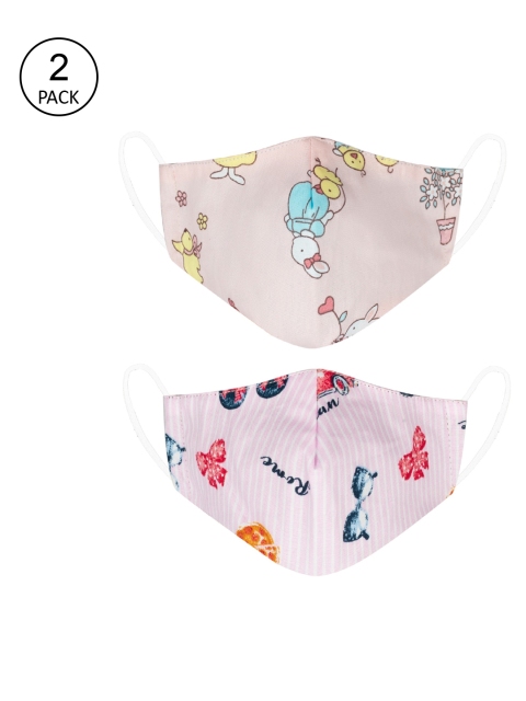 

VEA Kids Pack Of 2 Printed 5-Ply Reusable Cotton Protective Outdoor Face Masks, Pink