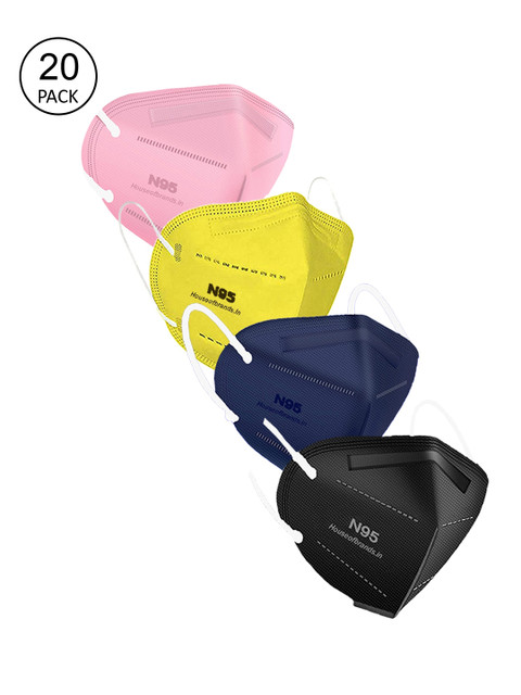 

Swiss Design Women Pack Of 20 Solid 5-Ply Disposable 5-Layered Outdoor Anti-Pollution N95 Masks, Black