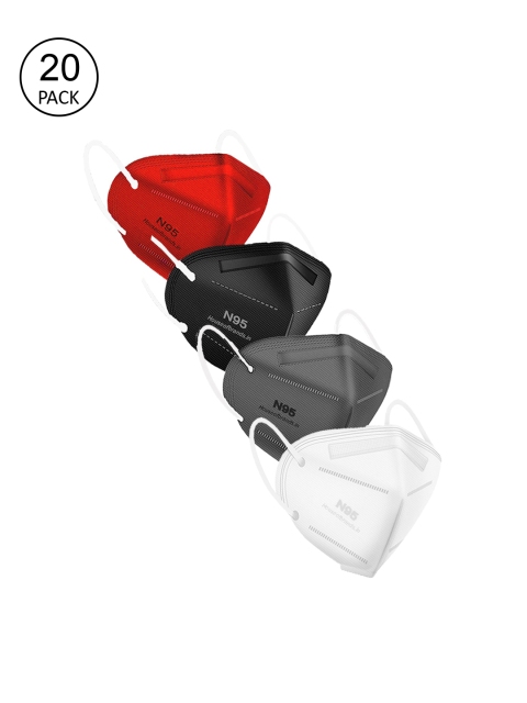 

Swiss Design Women Pack Of 20 Solid 5-Ply Disposable 5-Layered Outdoor Anti-Pollution N95 Masks, Red
