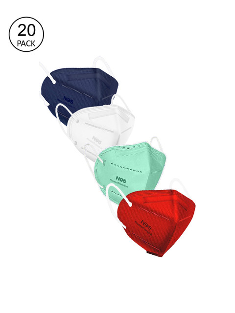 

Swiss Design Women Pack Of 20 Solid 5-Ply Disposable 5-Layered Outdoor Anti-Pollution N95 Masks, Red