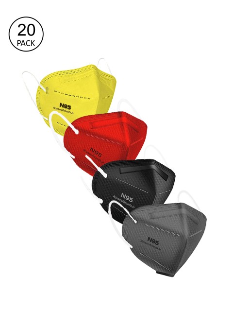

Swiss Design Women Pack Of 20 Solid 5-Ply Disposable Anti-Pollution Outdoor N95 Masks, Yellow