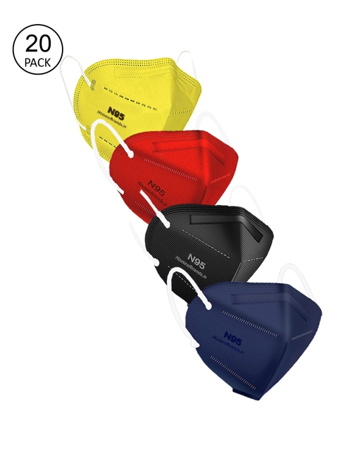 

Swiss Design Women Pack Of 20 Solid 5-Ply Disposable Outdoor Anti-Pollution N95 Masks, Yellow