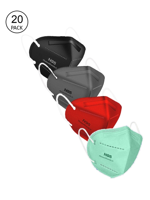 

Swiss Design Women Pack Of 20 Solid 5-Ply Disposable Anti-Pollution Outdoor N95 Masks, Red