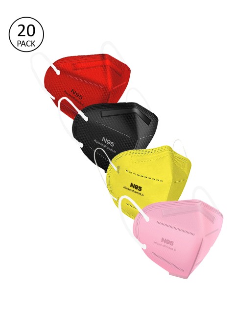 

Swiss Design Women Pack Of 20 Solid 5-Ply Disposable Anti-Pollution Outdoor N95 Masks, Red