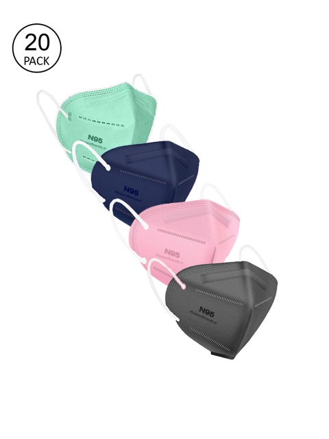 

Swiss Design Women Pack Of 20 Solid 5-Ply Disposable Anti-Pollution Outdoor N95 Masks, Pink