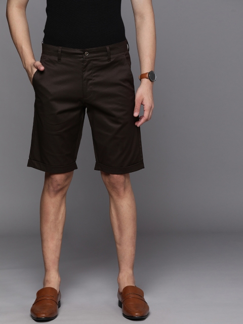 

Louis Philippe Men Brown Slim Fit Mid-Rise Chino Shorts