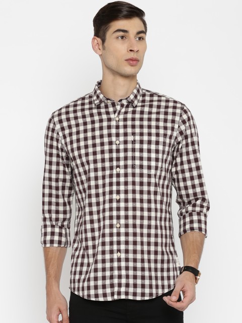 

Allen Solly Brown & Cream-Coloured Checked Custom Fit Casual Shirt