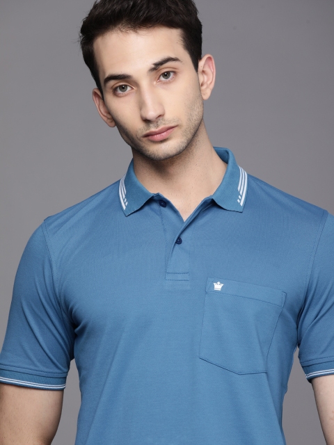 

Louis Philippe Men Blue Polo Collar Odor Control Antimicrobial T-shirt