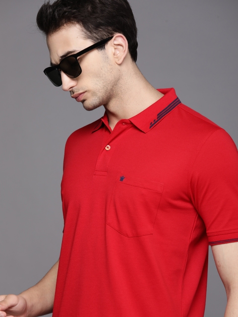 

Louis Philippe Men Red Polo Collar Odor Control Antimicrobial T-shirt