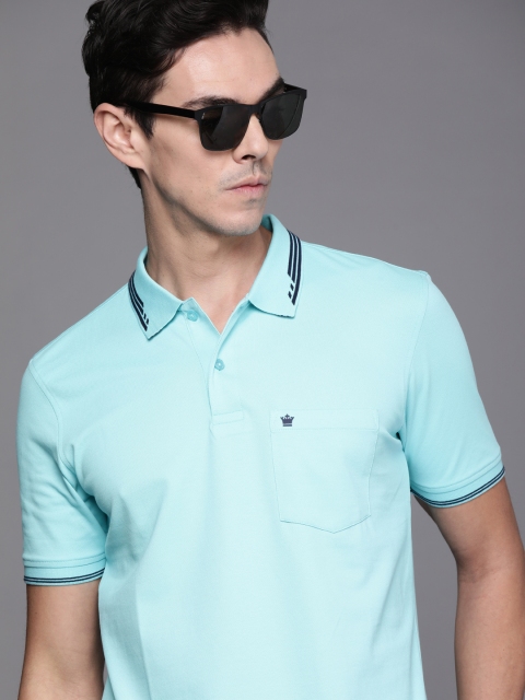 

Louis Philippe Men Blue Polo Collar Odor Control Antimicrobial T-shirt