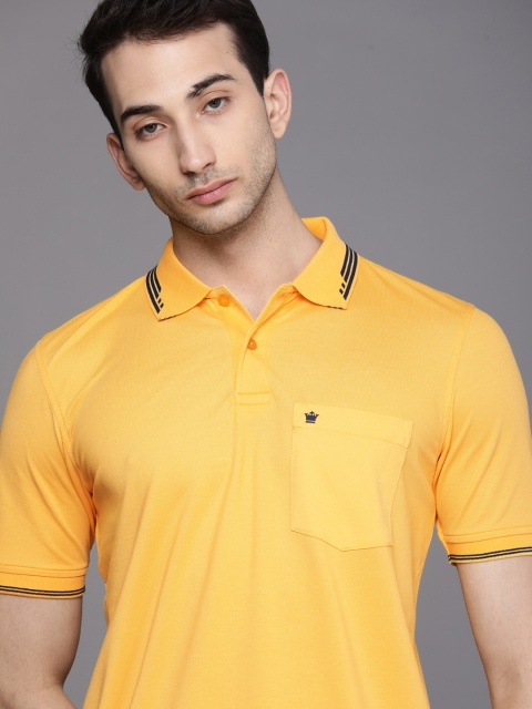 

Louis Philippe Men Yellow Polo Collar Odor Control Antimicrobial T-shirt