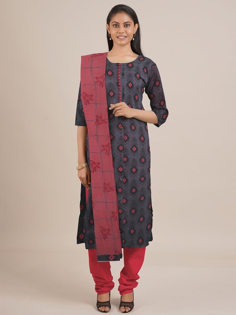 

Pothys Grey Unstitched Dress Material