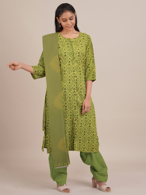 

Pothys Green Unstitched Dress Material