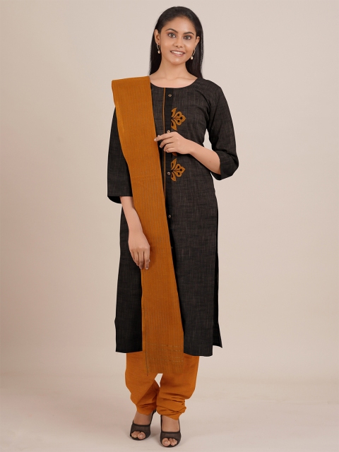 

Pothys Grey & Brown Embroidered Unstitched Dress Material