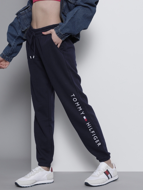 

Tommy Hilfiger Women Navy Blue Typography Printed Casual Joggers Track Pants