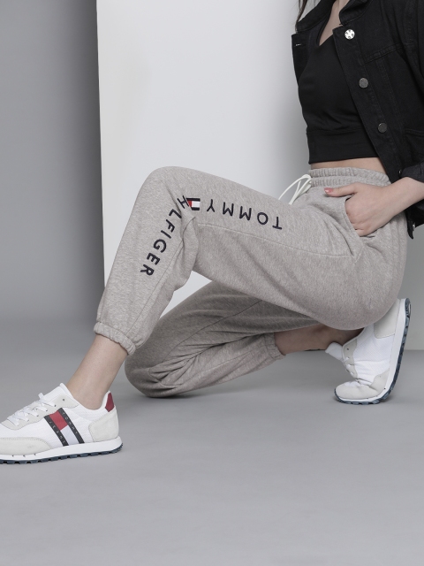 

Tommy Hilfiger Women Grey Typography Printed Casual Joggers Track Pants